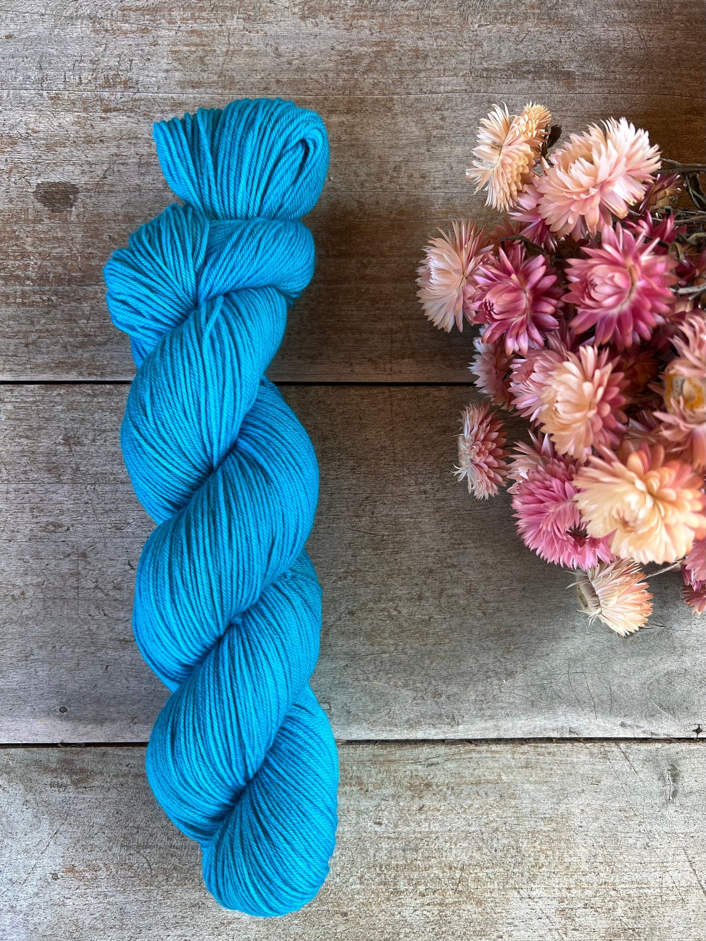 TURQUOISE - Laine teinte à la main - Base au choix : Fingering Mérinos avec ou sans nylon / DK Mérinos / Kid Mohair et Soie