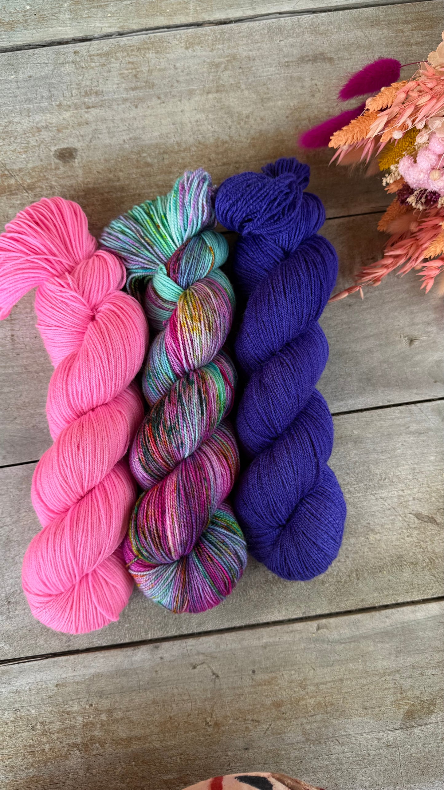 CANDY - Laine teinte à la main - Base au choix : Fingering Mérinos avec ou sans nylon / DK Mérinos / Kid Mohair et Soie