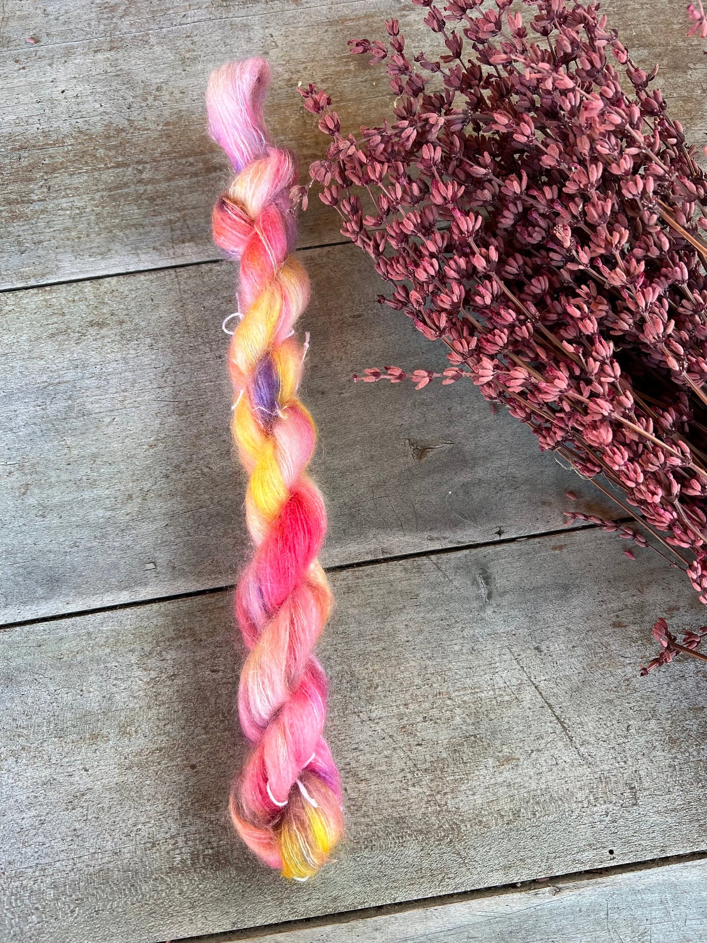 Divers coloris multicolores de Lace Kid Mohair et Soie - Laine teinte à la main
