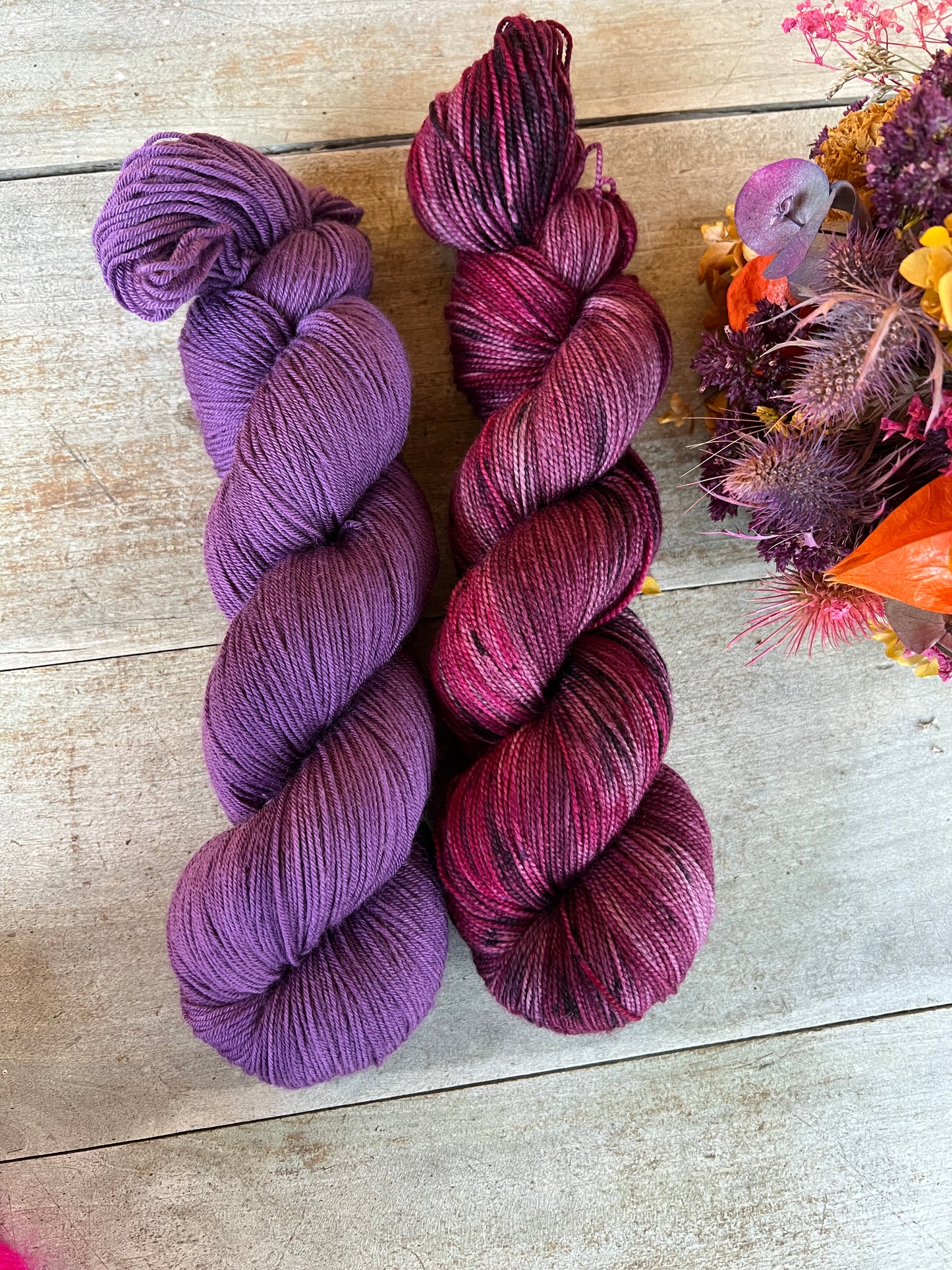 BERTILLE - Laine teinte à la main - Base au choix : Fingering Mérinos avec ou sans nylon / DK Mérinos / Kid Mohair et Soie