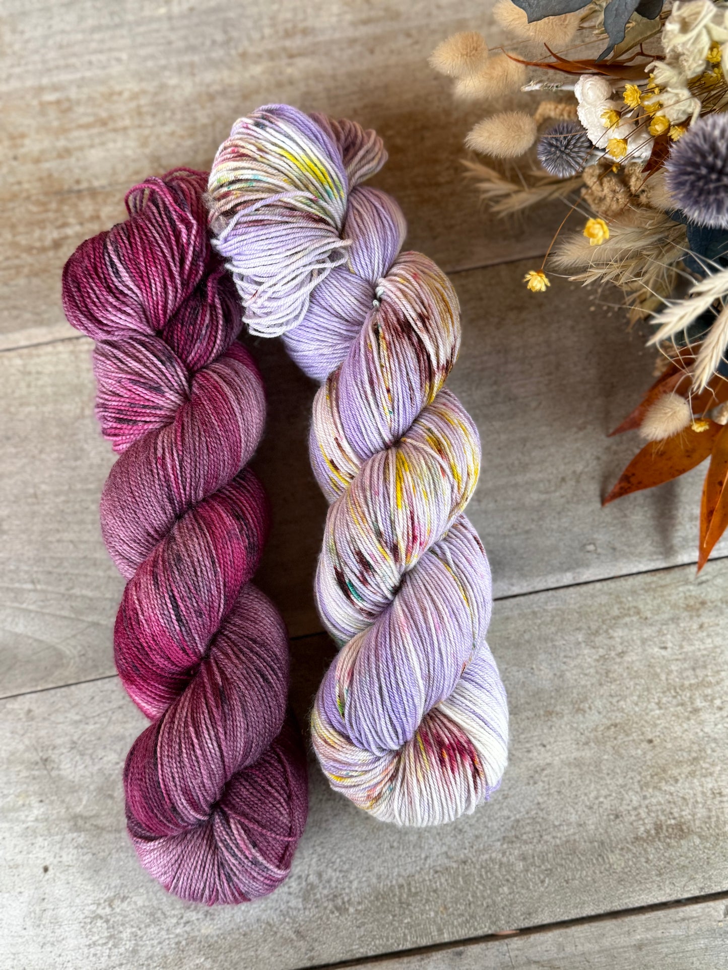 BERTILLE - Laine teinte à la main - Base au choix : Fingering Mérinos avec ou sans nylon / DK Mérinos / Kid Mohair et Soie