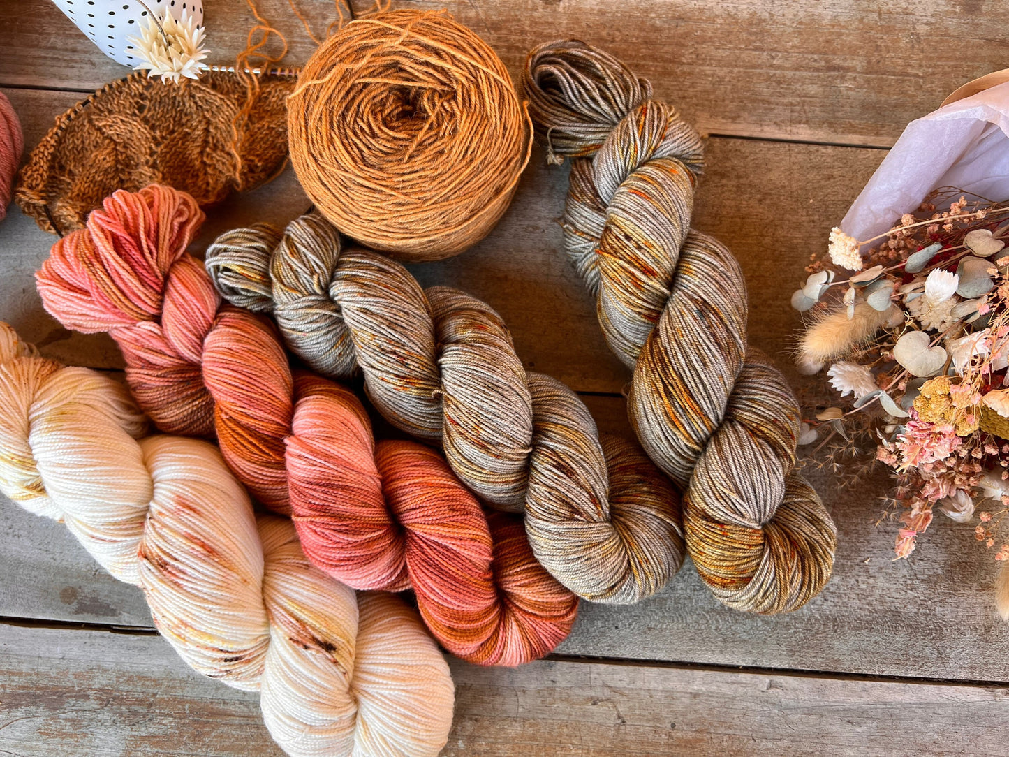 CHÂTAIGNE - Laine teinte à la main - Fingering Mérinos Superwash, yack et Nylon