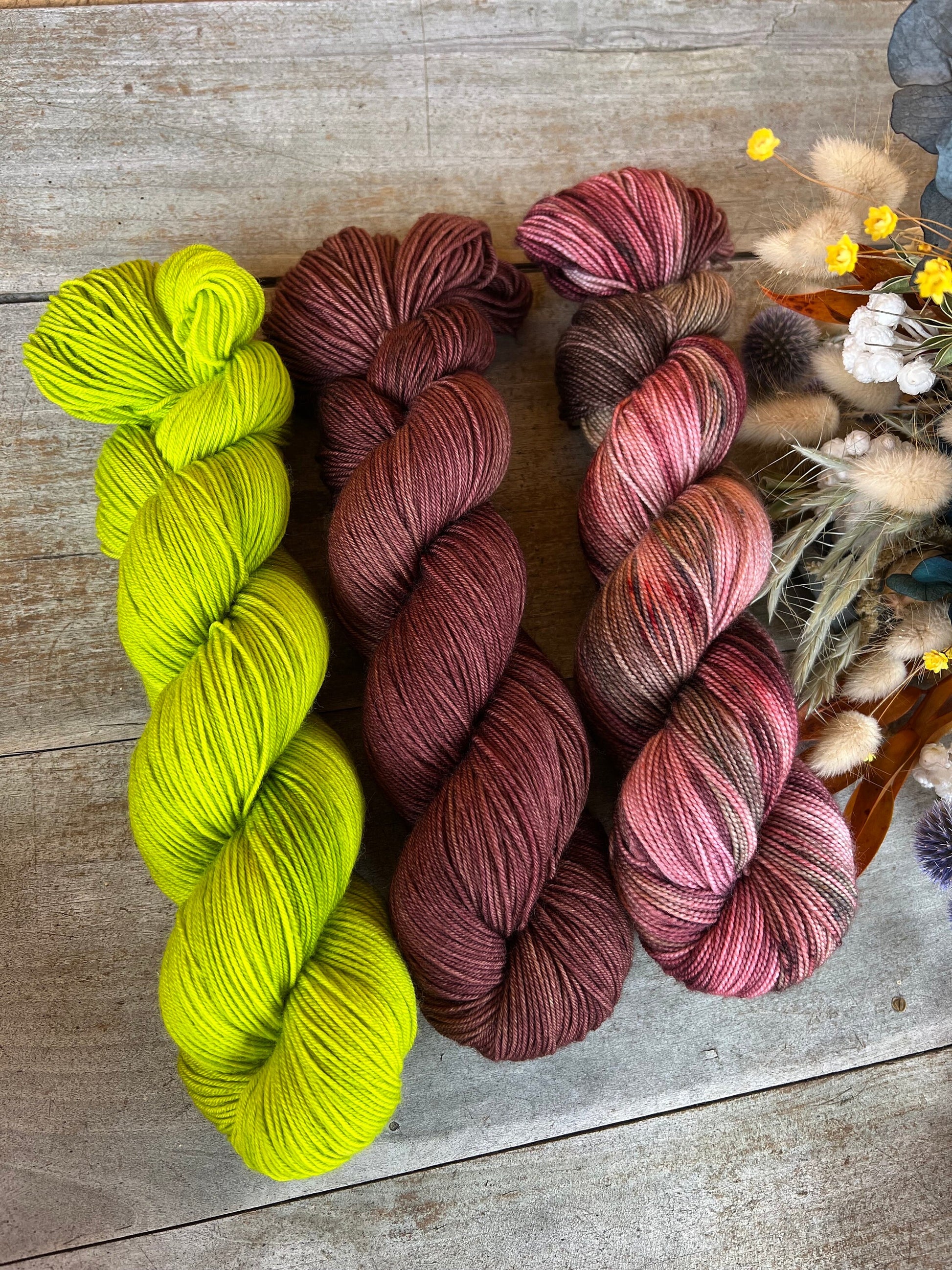 Laine teinte à la main Pistache Fingering Mérinos ou Mérinos nylon ou DK Mérinos ou Lace Mohair et soie