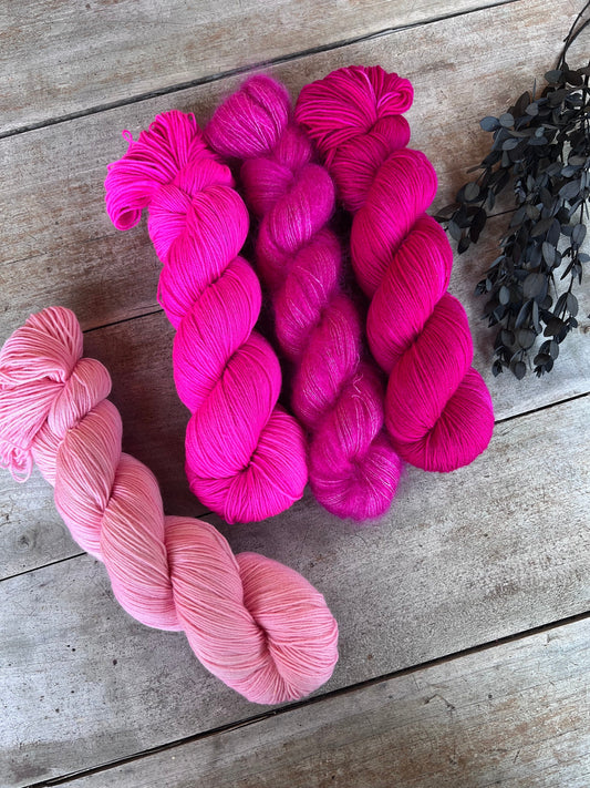 Laine teinte à la main coloris Joy Fingering mérinos ou Mérinos nylon ou DK Mérinos ou Lace Mohair et soie