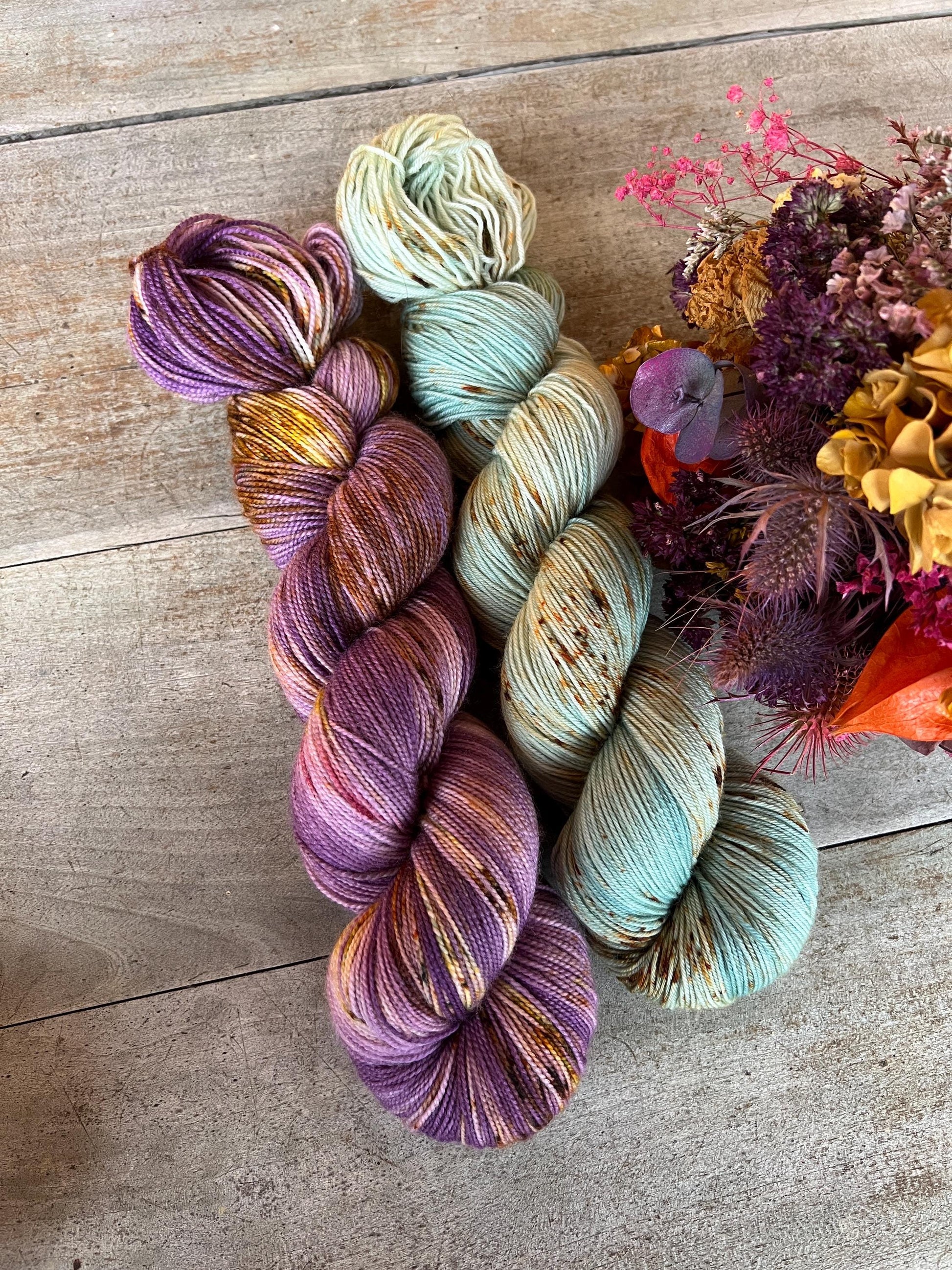 Laine teinte à la main coloris Aude Fingering Mérinos ou Mérinos nylon ou DK Mérinos ou Lace Mohair et soie