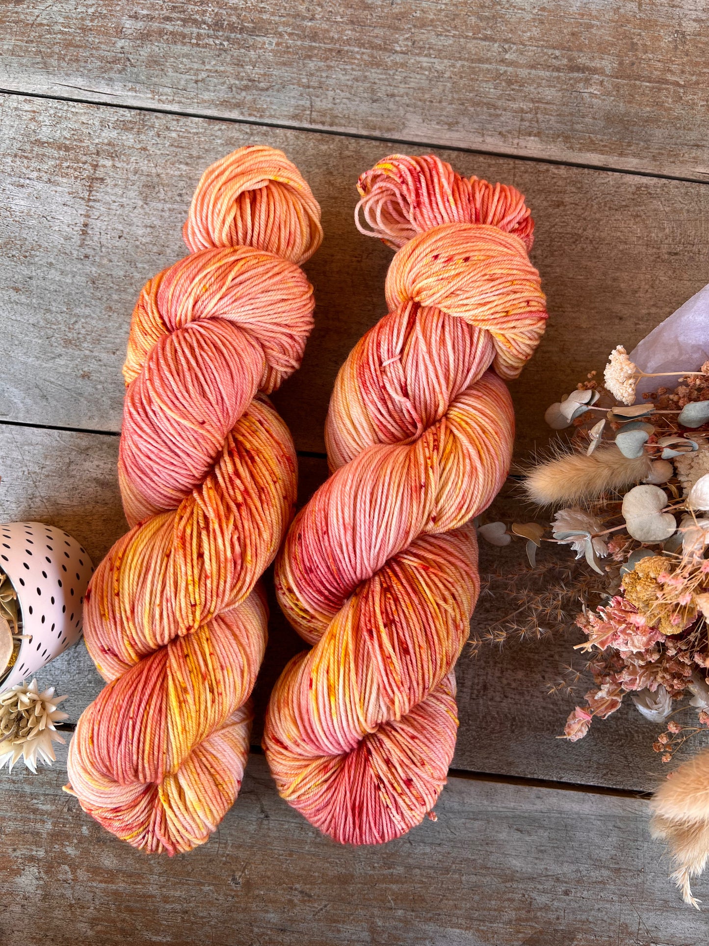ROSE CITRON - Laine teinte à la main - Base au choix : Fingering Mérinos avec ou sans nylon / DK Mérinos / Kid Mohair et Soie