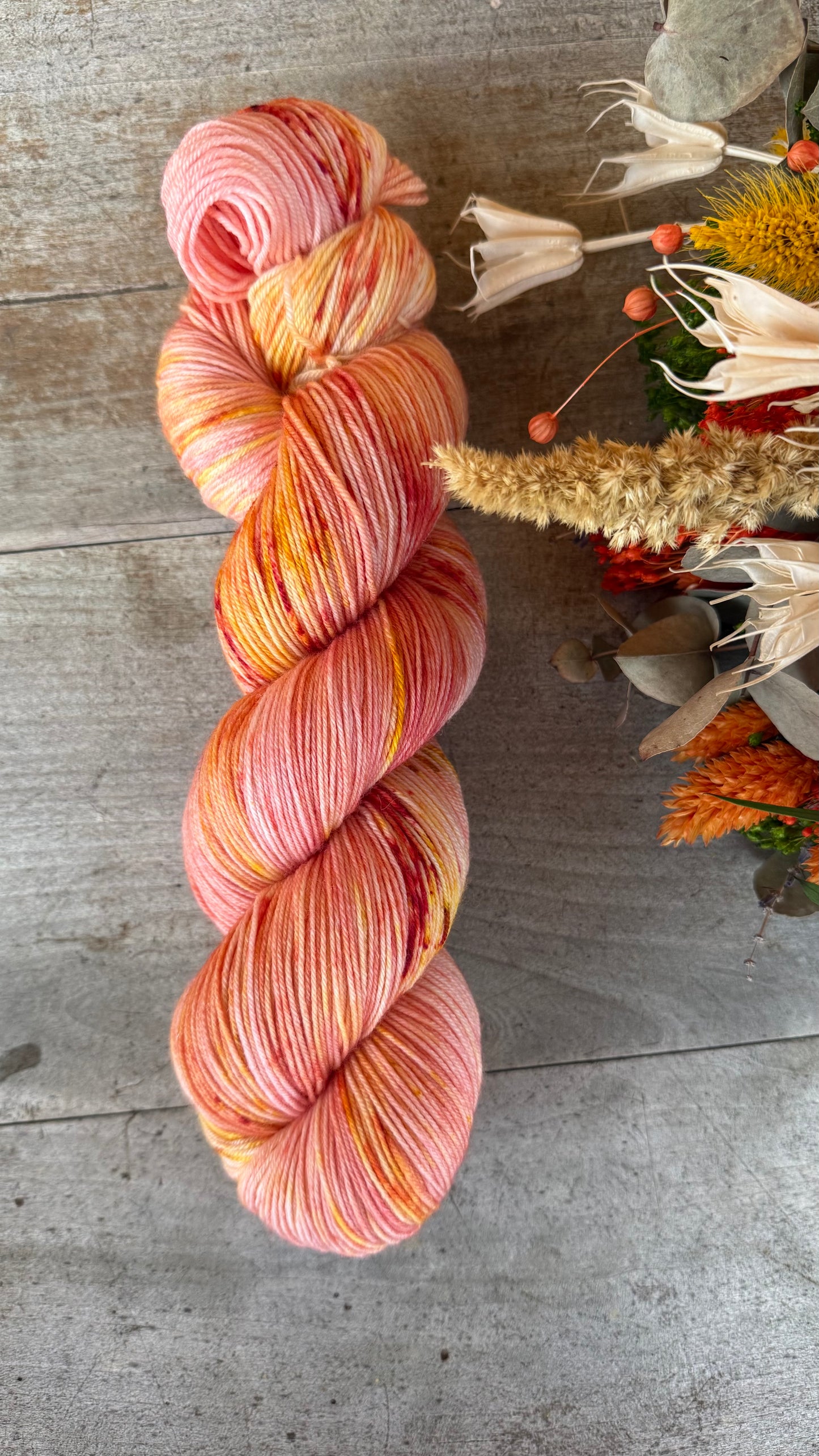 ROSE CITRON - Laine teinte à la main - Base au choix : Fingering Mérinos avec ou sans nylon / DK Mérinos / Kid Mohair et Soie