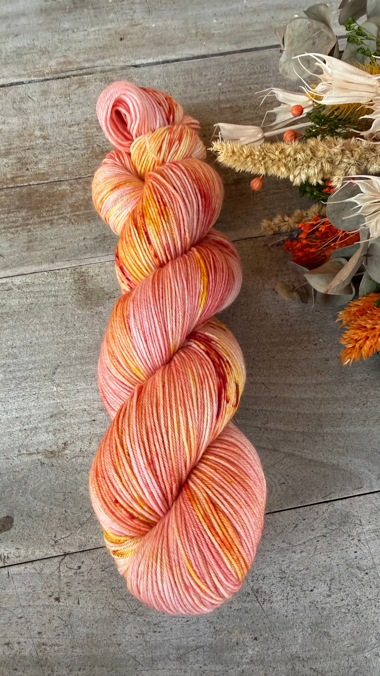 ROSE CITRON - Laine teinte à la main - Base au choix : Fingering Mérinos avec ou sans nylon / DK Mérinos / Kid Mohair et Soie