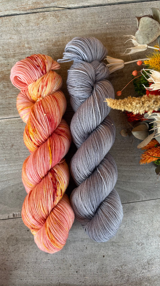 ROSE CITRON - Laine teinte à la main - Base au choix : Fingering Mérinos avec ou sans nylon / DK Mérinos / Kid Mohair et Soie