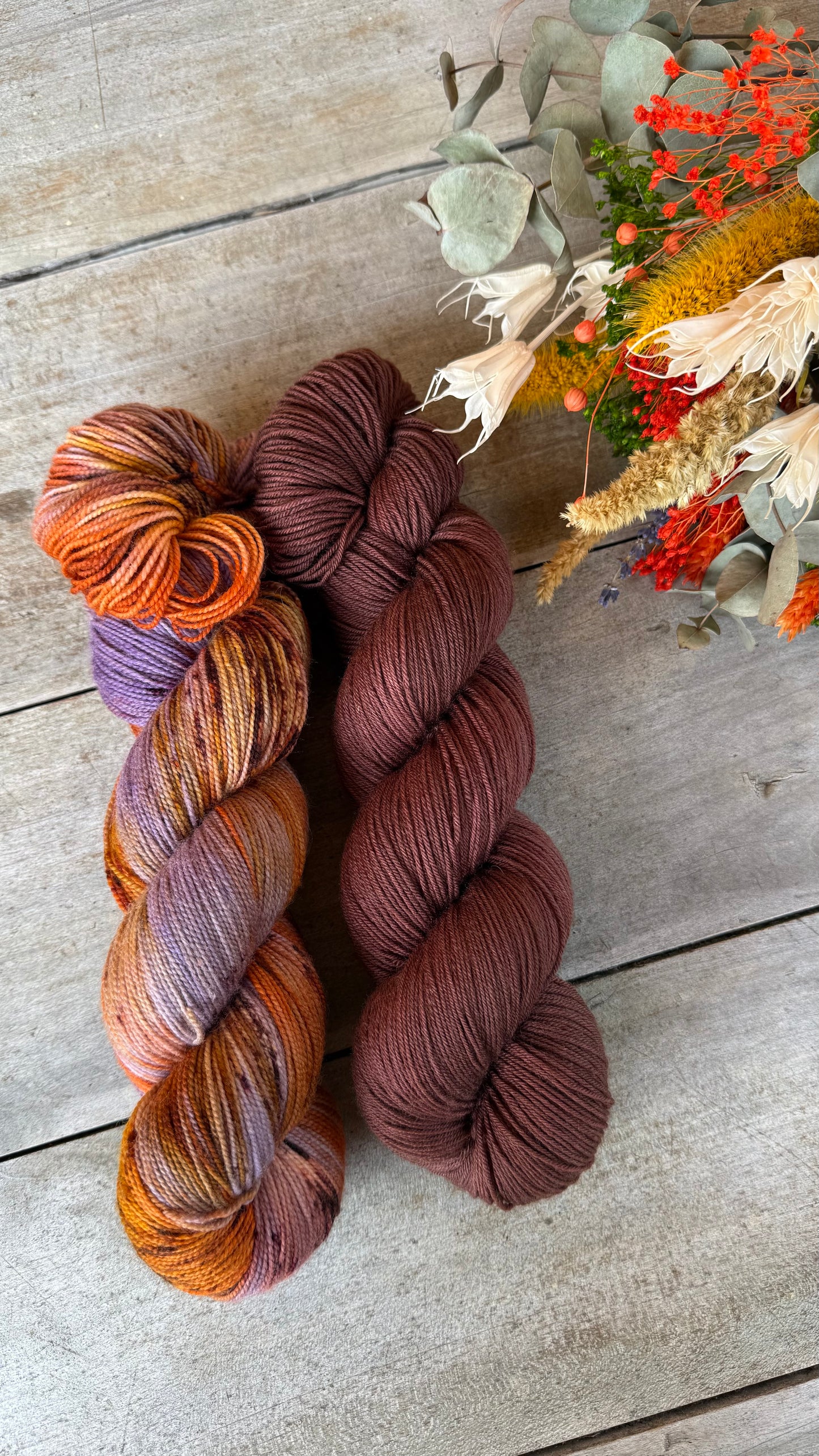 CHOCO - Laine teinte à la main - Base au choix : Fingering Mérinos avec ou sans nylon / DK Mérinos / Kid Mohair et Soie