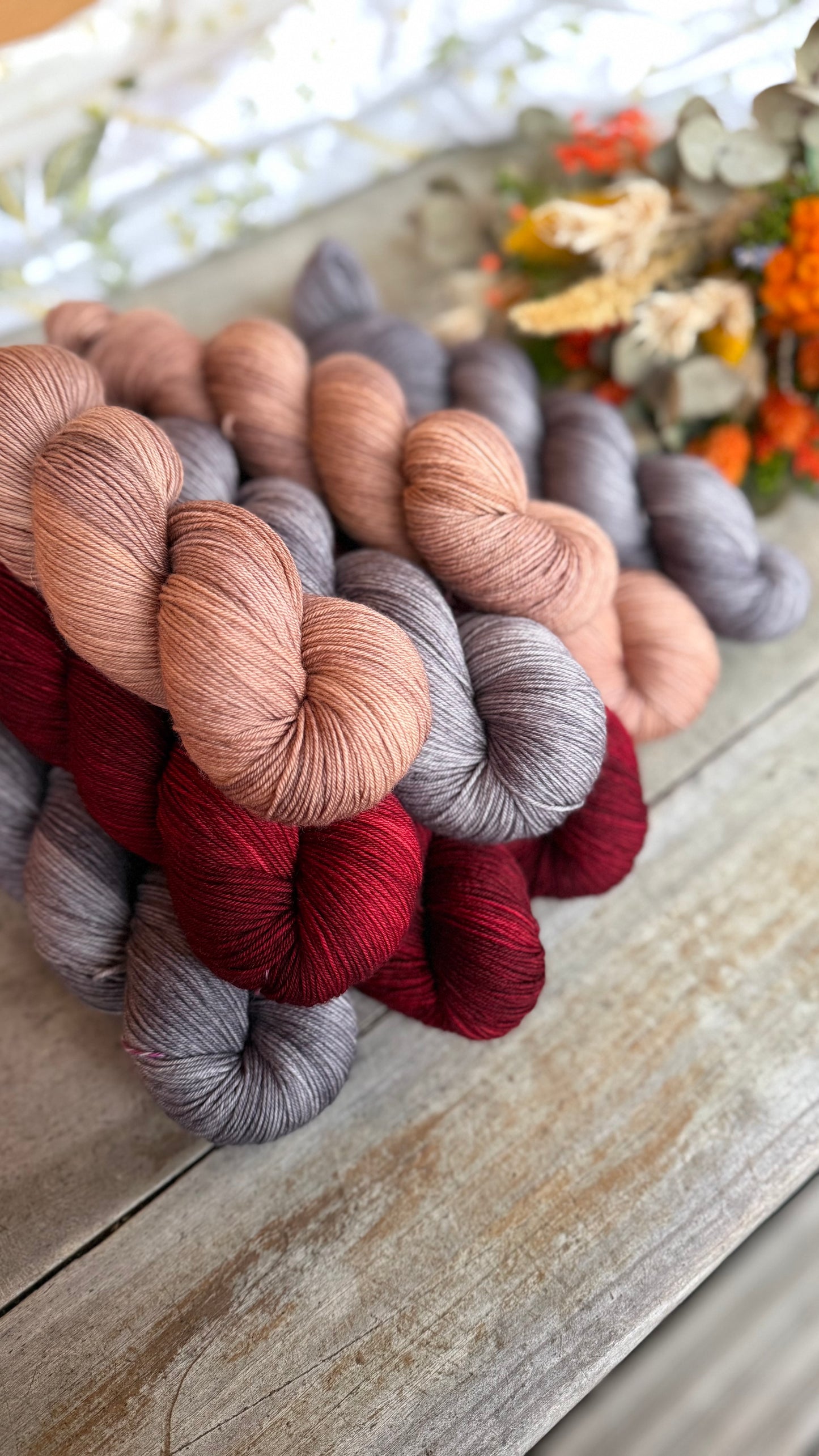 VIEUX ROSE - Laine teinte à la main - Base au choix : Fingering Mérinos avec ou sans nylon / DK Mérinos / Kid Mohair et Soie
