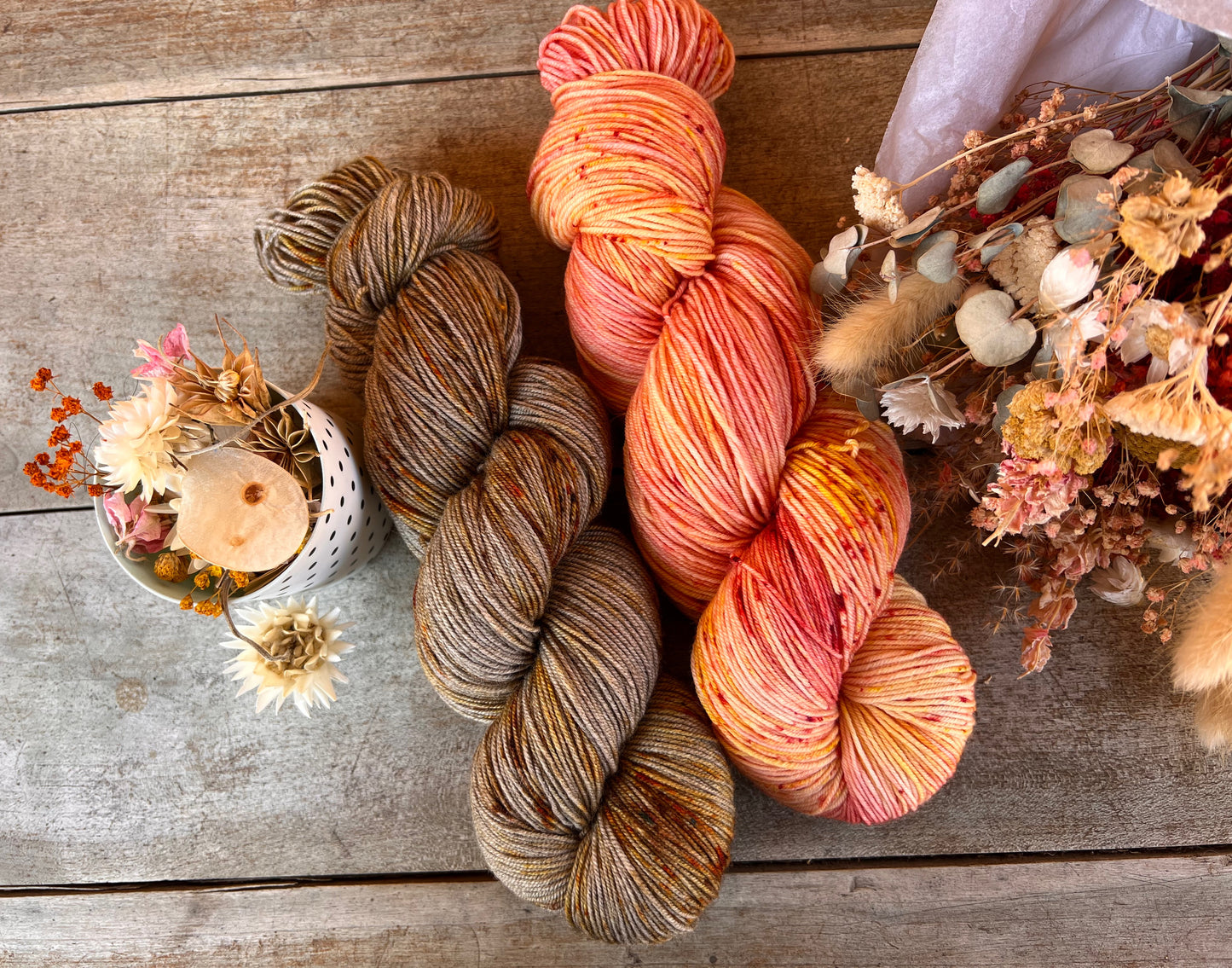 ROSE CITRON - Laine teinte à la main - Base au choix : Fingering Mérinos avec ou sans nylon / DK Mérinos / Kid Mohair et Soie