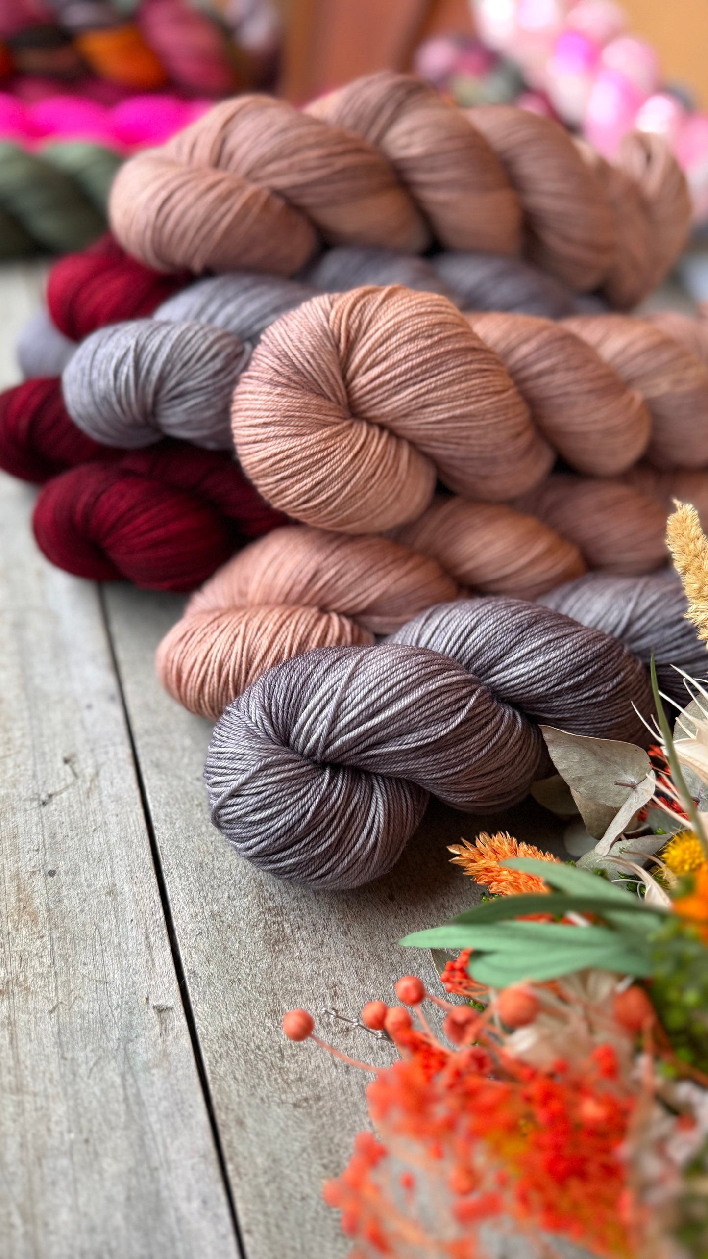 VIEUX ROSE - Laine teinte à la main - Base au choix : Fingering Mérinos avec ou sans nylon / DK Mérinos / Kid Mohair et Soie