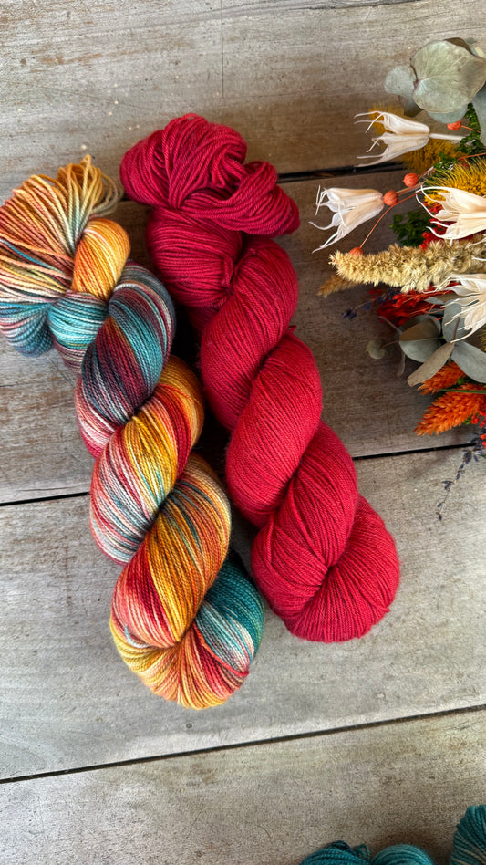 AFRICA FLASH - Laine teinte à la main - Fingering Mérinos Nylon superwash