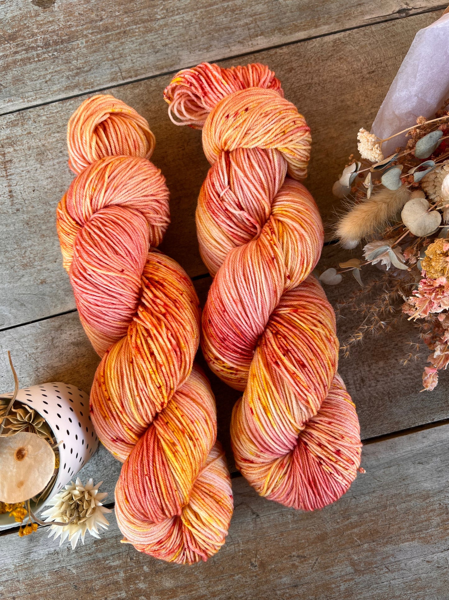 ROSE CITRON - Laine teinte à la main - Base au choix : Fingering Mérinos avec ou sans nylon / DK Mérinos / Kid Mohair et Soie