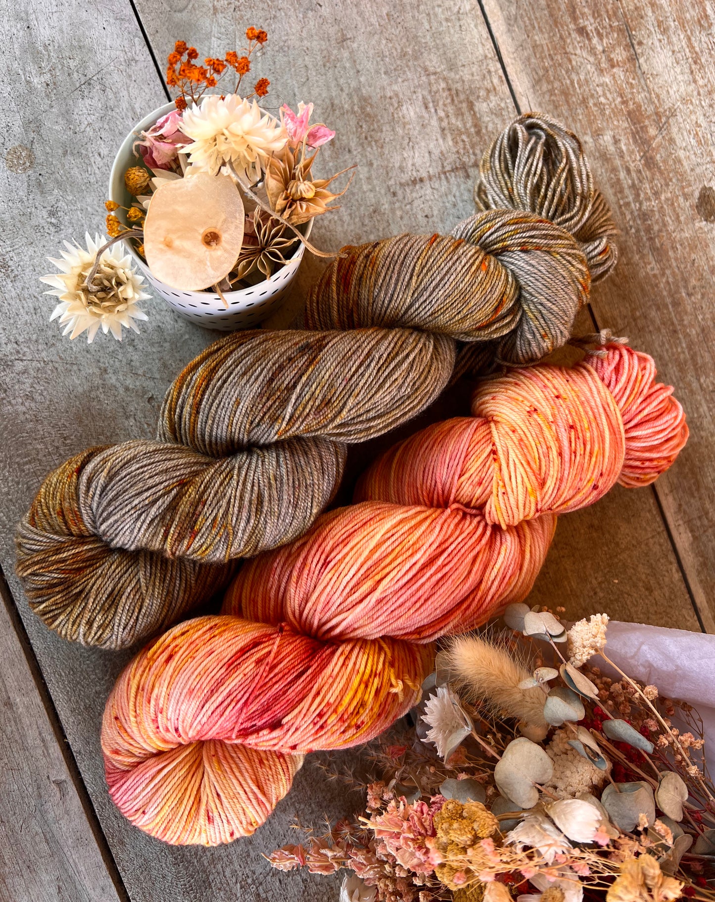 ROSE CITRON - Laine teinte à la main - Base au choix : Fingering Mérinos avec ou sans nylon / DK Mérinos / Kid Mohair et Soie