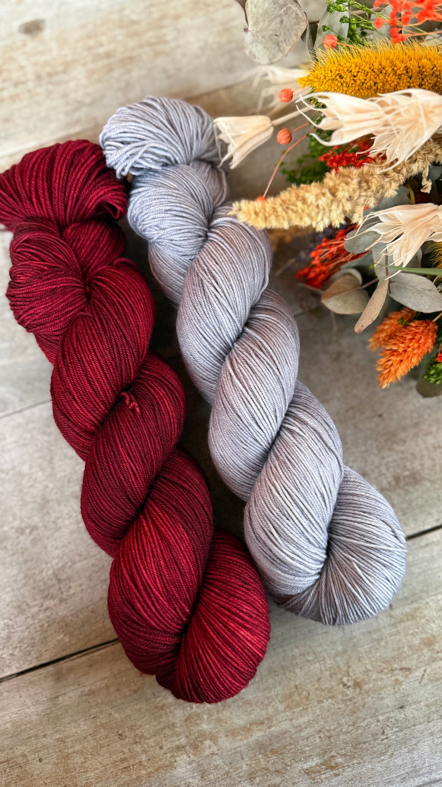 PERLE - Laine teinte à la main - Base au choix : Fingering Mérinos avec ou sans nylon / DK Mérinos / Kid Mohair et Soie