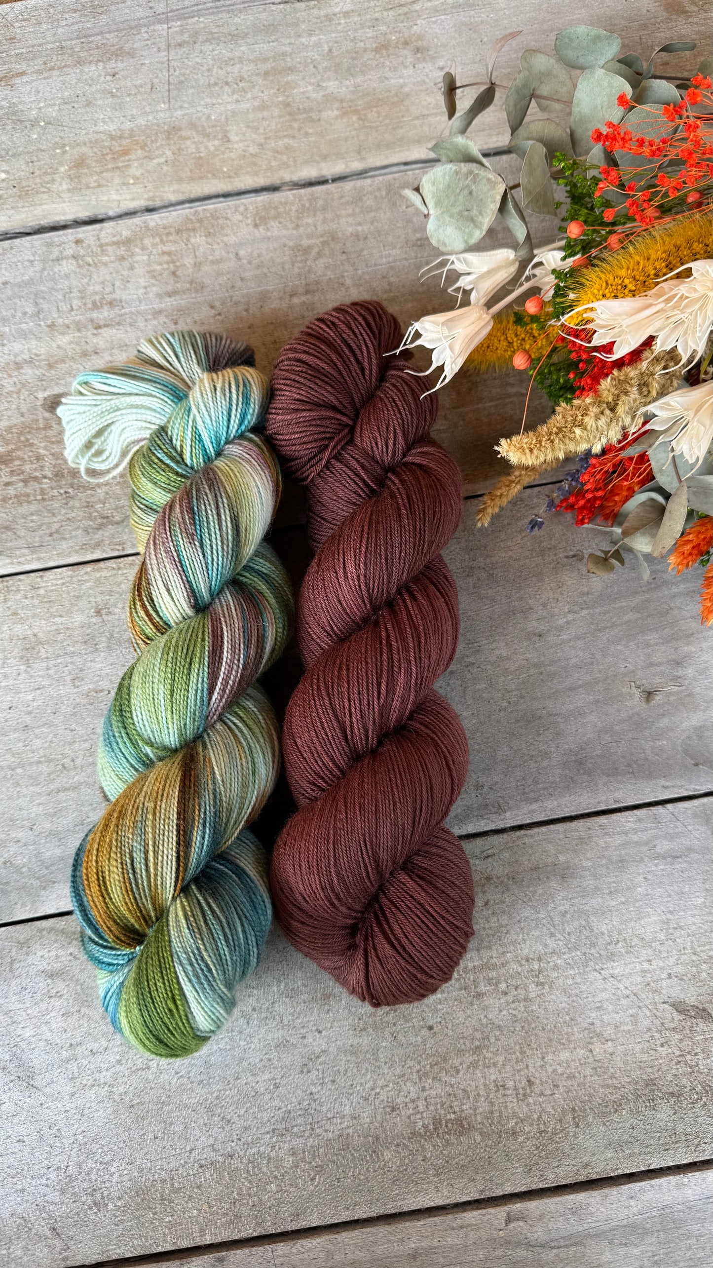 CHOCO - Laine teinte à la main - Base au choix : Fingering Mérinos avec ou sans nylon / DK Mérinos / Kid Mohair et Soie