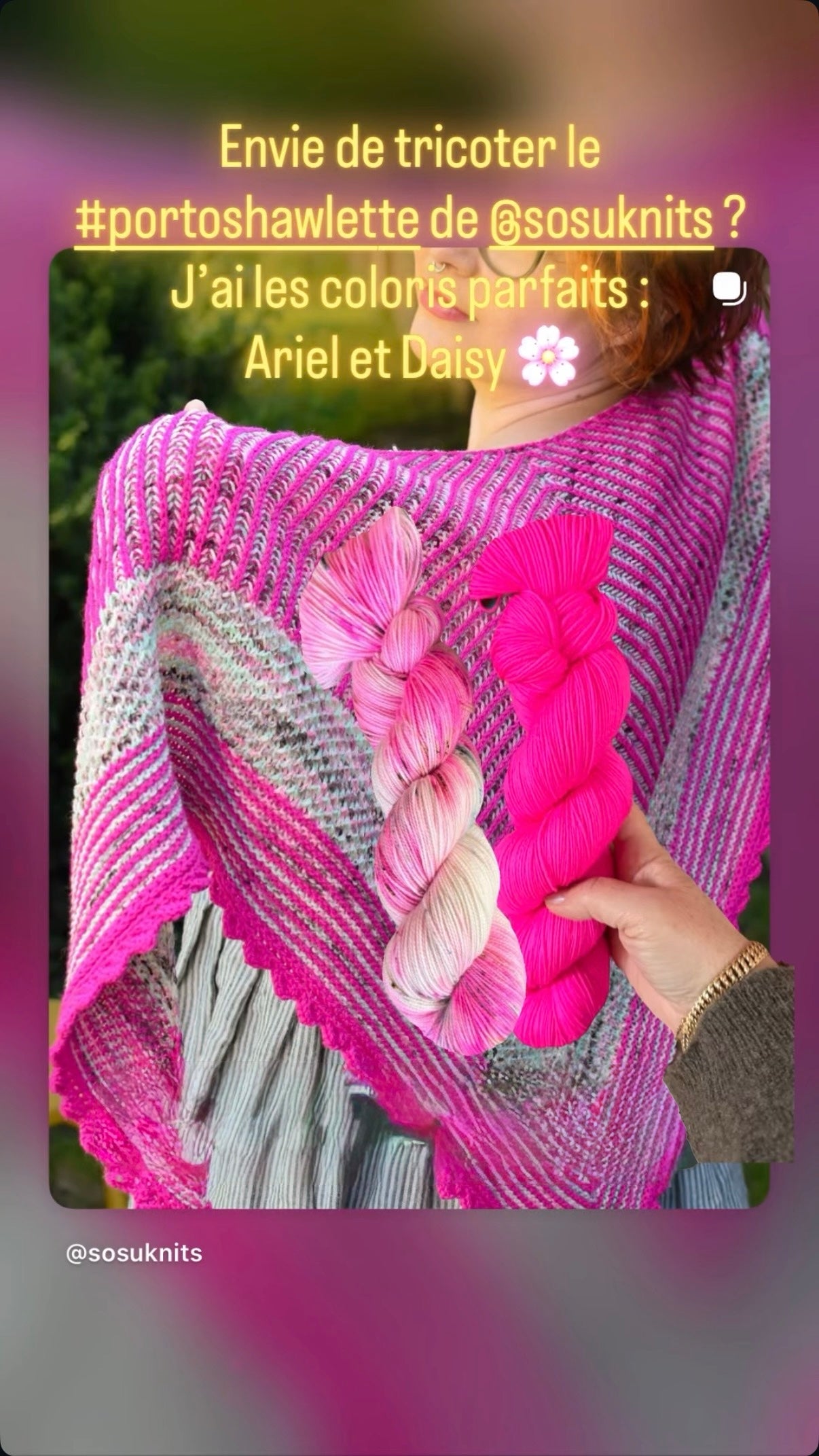 Kit Tricot – Châle "Porto Shawlette" (Sosuknits)
