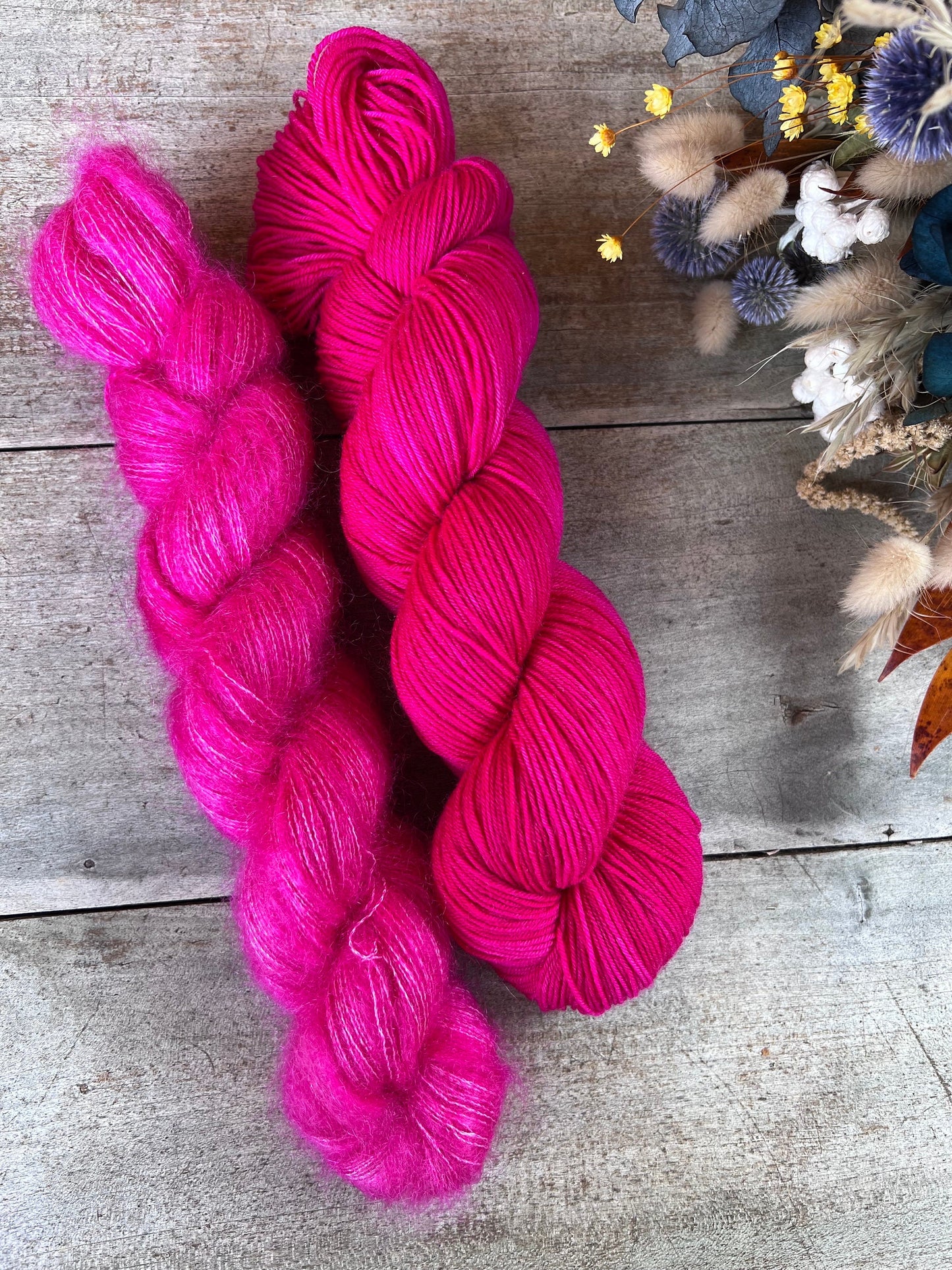 Laine teinte à la main coloris Joy Fingering mérinos ou Mérinos nylon ou DK Mérinos ou Lace Mohair et soie